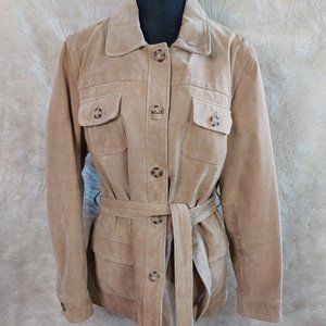 Denver Hayes Women's Tan Leather Pea Coat Size XL